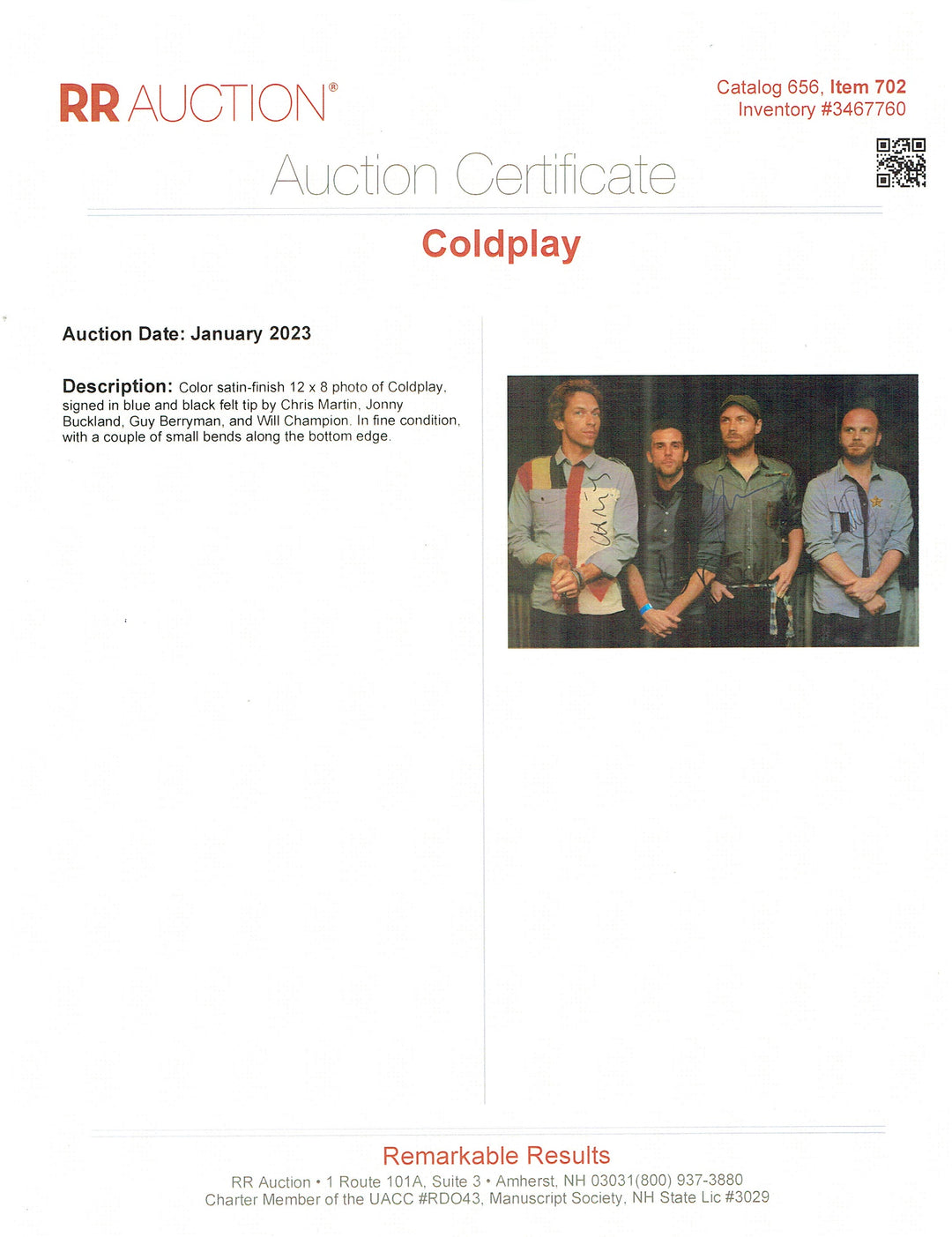 Coldplay Auto Graph Coldplay – autographman